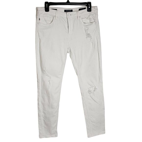 Vigoss Womens Jeans Size 28 L27 The Thompson Tomboy White Distressed Ripped Mid - Picture 1 of 12
